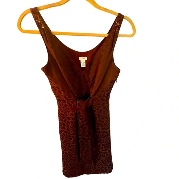 Odile Anthropologie Brown Brocade Dress Jewel Accents 0P - Picture 3 of 6